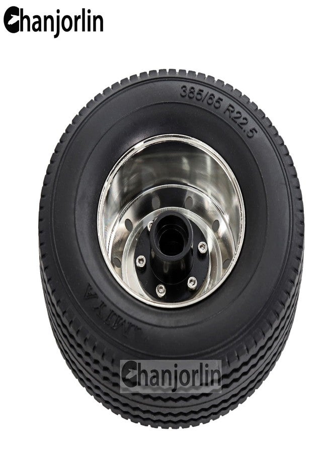 Chanjorlin 1/14 RC Front Tractor Truck Tires and Steel Wheels Rims OD 3.31'' RC Rubber Traile Tyres for Tamiya 1:14 Scale Tractor Trailer Truck Car Upgrades OR Other 1/14 Truck Models 2PCS - Image 3